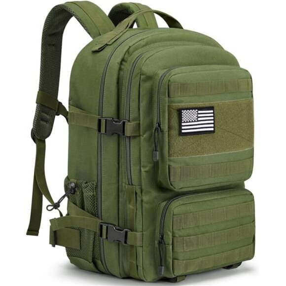 Large Tactical Backpack 45L Molle Military Hiking Camping Bug Out Bag Green - Picture 1 of 7